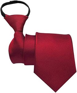 Mantieqingway Mens Zipper Tie 19'' Adjustable Pretied Ties for Men Polyester Necktie with Zip for Wedding Party Christmas (Red)