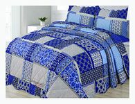 Northern Luxe Patchwork Vintage Reversible Bedspread, 3 Piece Quilt Bed Comfort Set 2021 (Zarcon, King)