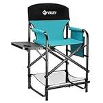 VILLEY Tall Directors Chair, Folding Camping Chairs, Makeup Artist Chair with Foot Rest, 900D Fabric for Tailgating Camp Lawn Picnic Fishing Beach, Supports 350 LBS, Blue