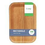 Clazkit 50 Pcs Disposable Palm Leaf Serving Trays 6" X 9", Platters Starters Canape, Parties, Like Wooden Plates & Trays, Eco Friendly Biodegradable Food Trays