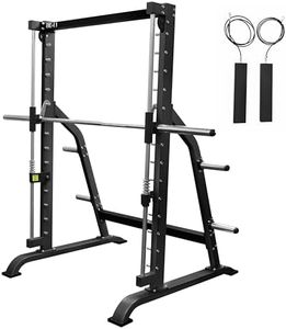 Valor Fitness Smith Machine Home Gym Multi-Function Power Rack - 500lb Squat Rack or Bench Press Station - 2" Plate Storage Pegs- Attached Sliding Knurled Barbell - Includes Counter Balance Kit