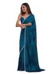 TRENDMALLS Women's Satin Georgette Siroski work Saree with Unstitched Blouse Piece (K1086-Morpeach)