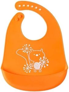 BabyGo Baby Silicone bibs | Baby Bib for Feeding & Weaning Babies & Toddlers | Waterproof, Washable & Reusable| Non Messy Easy Cleaning, Adjustable (Orange)
