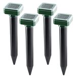 4PCS Ultrasonic Pest Repeller, Solar Power Mouse Repeller Rodent Control, IP65 Waterproof, Ultrasonic Frequency Vibration Sonic Rat Repeller for Mouse Gopher Mole Rodent Repellent