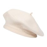 ZLYC Wool Beret Hat Classic Solid Color French Beret for Women (Creamy-White)