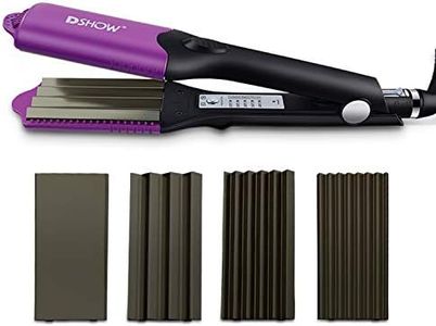 DSHOW Hair Crimper for Women with 4 Interchangeable Plates, Crimper Hair Iron Volumizing Flufft Hairstyle Crimping Iron for Hair with 5 Heat Settings & 60 Min Auto Off