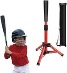 Hikeen Baseball Tee for Kids, Baseball Tee Baseball Batting Tee for Kids Softball & Baseball Practice Tee Easy Adjustable Hight Portable Hitting Tee with Carry Bag(Red)