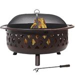 Sunnydaze 36 Inch Large Bronze Crossweave Fire Pit with Spark Screen