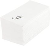 Luxenap 15.8 X 7.9 Inch Linen-Feel Guest Towels, 50 Lettered Hand Towels - Silver Letter 'I', Cursive Font, White Paper Dinner Napkins, Air-Laid, for Restrooms and Tables - Restaurantware