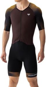 MY KILOMETRE Men’s Triathlon Suits Short Sleeve Tri Suit Racing Triathlon Suit – Quick Dry, Padded, Zipper Pocket