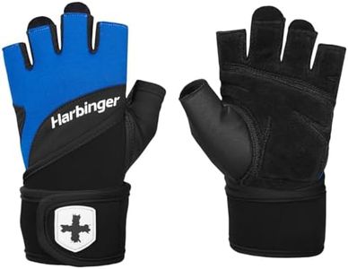 Harbinger Training Grip Wristwrap 2.0 Gants d'haltérophilie, Unisex, Bleu, Medium