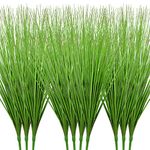 10 Pack Artificial Plants 27 Inch Tall Onion Grass Greenery Fake Grass Faux Greenery Stems Green Artificial Shrubs for Outdoors Plastic Small Bushes for Office Room Gardening Indoor Decor (Grass)