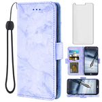 Asuwish Compatible with LG Stylo 3 Stylo3 Plus Case and Tempered Glass Screen Protector Card Holder Kickstand Marble Wallet Phone Cover for LGstylo3 Style 03 3+ Stylus 3Plus LS777 LGL84VL L84VL Purple