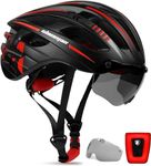 Shinmax Bike Helmet with USB Rechargeable Light & Detachable Magnetic Goggles UV Protective, Bicycle Helmet Men Women Mountain Road Adjustable Adult Cycling Helmet (WT-049)