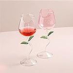 UIYIHIF Rose Wine Glasses Set of 2 