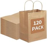 Brown Kraft Paper Bags Small Gift Bags with Handles Party Favor Bags 120Pcs 21 * 11 * 27 CM Small Paper Bags for Shopping, Wedding,Retail,Birthday,Party,Graduation,Halloween,Christmas