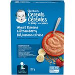 GERBER CEREAL Stage 2 - Wheat with Banana & Strawberry, Baby Food, Cereal, 6+ months, 227 g, 6 Pack - PACKAGING MAY VARY