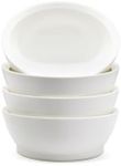 CaliBowl Large Non-Spill Plastic Bowl Set - 28oz Reusable Kitchen Bowls with Concave Inner Lip and Non-Slip Base - For Cereal, Soups, Mixing and Serving - Set of 4 - Foamy White