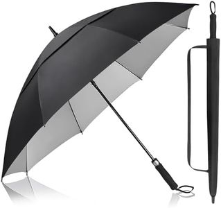 Kalolary 68 Inch UPF 50+ UV Protection Golf Umbrella, Large Oversize Automatic Open Double Canopy Vented Windproof Stick Umbrella, Extra Large Umbrella for Adult and Family(Black)