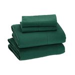 EnvioHome Jersey Sheets Queen – 4 Piece Cotton Blend Jersey Bed Sheet Set, Extra Deep Pocket Fitted Sheet Queen, 1 Flat Sheet + 2 Pillowcases – Dark Green