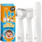 Kids and Toddler Utensils Silverware Set – 24-Piece Toddler Silverware Includes 8 Forks 8 Spoons and 8 Kid-Friendly Knives - Kids Metal Silverware Flatware Cutlery Set for Preschooler Baby Child