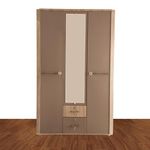 AAVATAR Metal Cupboard for Clothes with Locker | Almirah Fully Knock Down Structure with Mirror, Wooden Finish Shelves, Lockable Drawer, Locker with Mirror | Pack of 1 (3 Door Cupboard)