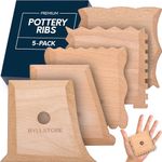 Byllstore Pottery Foot Shaper Tools & Texture Ribs | 2, 3 & 5-Packs | Texture Trimming for Clay & Ceramics | Beech Solid Wood | (5-Pack)