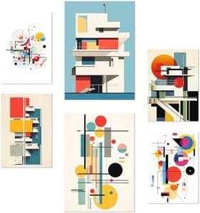 Nacnic Set of 6 Bauhaus Deconstructed Architecture Posters with Design Illustrations to Decorate The Walls of Your Home, Rooms, Office, Shop and Business Format A3 and A4 Frameless