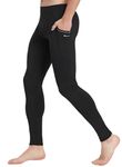 WILLIT Men's Active Yoga Leggings Pants Running Dance Tights with Pockets Cycling Workout Pants Quick Dry Black M