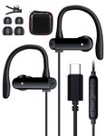 USB C Headphones Over Ear Hooks for iPhone 16 Pro Max Plus Wrap Around Ear Buds with Mic Type C Earphones C Plug Headset Running Sport Wired Earbuds for Samsung Z Flip 6 Fold 6 S23 S22 Pixel 9 Pro 7 A