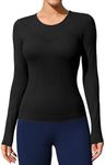 ATTRACO Long Sleeve Workout Shirts for Women Quick Dry Workout Top Compression Shirts Black XS