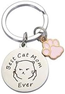 Kinsynko Pet Mom Gifts Funny Best Cat Mom Ever Keychain Pet Mom Memorial Jewelry Gifts for Christmas Mother's Day Cat Lover Gifts