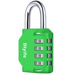 Combination Padlock, Diyife Heavy Duty 4 Digit Padlock Weatherproof Outdoor Locker Padlock for School Gym Locker, Shed, Fence, Hasp, Garage, Gate, Toolbox, Door (Green)