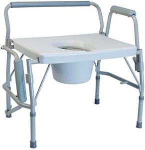 Lumex 3-in-1 Bariatric Bedside Commode Chair, Raised Toilet Seat, Toilet Safety Rails, Supports 600 lbs.