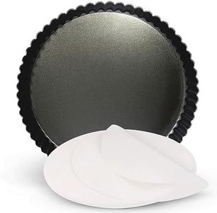 YUMTART 9 Inch Round Tart Pan, False Bottom Pie Pan, Deep Fluted Tart Pan - Non-Stick Tart and Quiche Pan with 10 Parchment Sheets