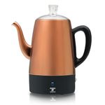 Moss & Stone Electric Coffee Percolator | Copper Body With Stainless Steel Lids Coffee Maker | Percolator Electric Pot - 10 cups