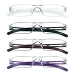 4 Pairs Reading Glasses, Blue Light Blocking Glasses, Computer Reading Glasses for Women and Men, Fashion Rectangle Eyewear Frame(4 Colors，+2.25 Magnification)