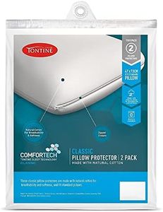 Tontine Comfortech Classic Pillow Protector Duo Pack , Standard Pillow Protector, Natural Cotton for Excellent Breathability and Softness, Zip Closure, Machine Washable