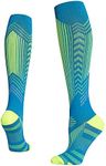 Compression Sports Socks for Men Women 15-22mmhg Graduated Compression Support Plantar Fasciitis Stockings Reflective Stripe Swellings Knee-High Socks for Running Pain Relief Boosts Circulation