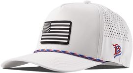 Branded Bills Vintage Old Glory PVC Curved 5 Panel Rope Hat, White/RWB Rope, Fits 7-7 7/8, Adjustable Snapback | Lightweight, Comfort Stretch, & Quick Dry Baseball Cap