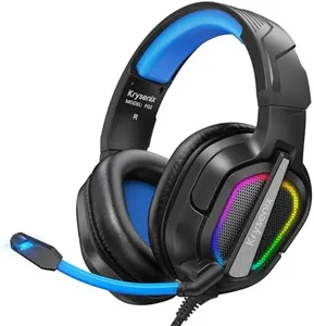 Krysenix Gaming Headset for PS4 PS5 PC Mac Xbox Series X,Noise Canceling Headphones with Microphone,PG2 Computer Headset with 3.5mm Jack & RGB Light Black/Blue