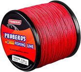 Proberos Braided Fishing Line 4 Strands Weaves PE Superbraid Multifilament Braid Superline Abrasion Resistant Fish Lines 328Yard/300M Red 60lb