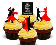 Made4You Keep Calm and Love Dancing Silhouettes, Edible Cupcake Toppers - Stand-up Wafer Cake Decorations (Pack of 24)