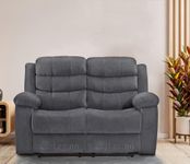 LEZINO Two Recliner Chair | Recliner Chairs for Home Relax, 2 Seater Manual Recliner in Grey Fabric(Two Seater Manual Recliner, Grey)