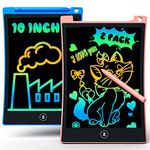 bravokids 2 Pack LCD Writing Tablet for Kids, 10 Inch Colourful Doodle Board Drawing Pad for Kids, Travel Toy Activity Game, Birthday Gifts for 3, 4, 5 and 6 Year Olds