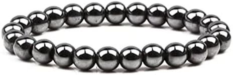 2pcs Weight Loss Magnetic Therapy Bracelet For Men Women Black Hematite Stone Beads Bracelet Jewelry Gift (Metal Color : 3)