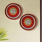 ExclusiveLane 'The Warli Tales' Terracotta Wall Plates For Home Decoration (8 Inches, Set of 2, Red) | Decorative Wall Plates Décor Hanging Decorative Items Wall Decoration Item for Living Room