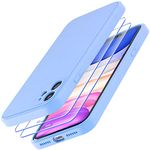 Losvick for iPhone 11 Phone Case with 2 x Tempered Glass Screen Protector, Liquid Silicone Slim Soft Shockproof Bumper Microfiber Lining Anti-Scratch Phone Case Cover -6.1 inch- Clear Blue