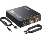 PROZOR 192KHz Digital to Analog Converter DAC Digital SPDIF Toslink to Analog Stereo Audio L/R Converter Adapter with Optical Cable for PS3 HD DVD PS4 Home Cinema Systems AV Amps Apple TV