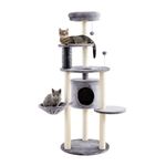 Made4Pets Cat Tree for Large Cats Tall 60" DIY with 7 Cat Scratching Post Full Body Wrapped in Sisal, Cat Tower for Indoor Cats Plush Multi-Level Cat Condo with Hammock Perche Cave Grooming Brush Ball